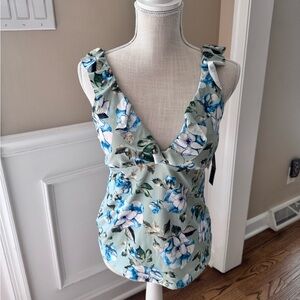NWT‎ Alex Marie RSC ruffle tankini size 12 nadine floral blue sage